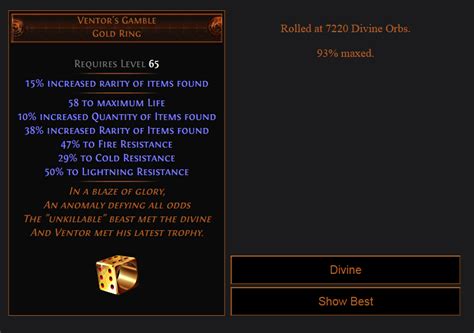 poe best ventors gamble|Ventor's Gamble rolling website. : r/pathofexile .